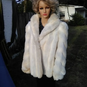 JORDACHE - White, Gray & Gold Faux Fur Coat/Jacket